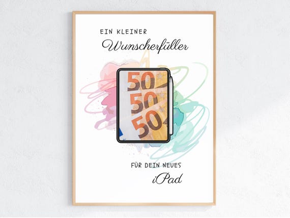 Geldgeschenk Tablet Gutschein iPad | Printable PDF Vorlage A4 A5 | Digital Download Geschenkidee Kreativität