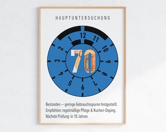 70. Geburtstag Mann Geldgeschenk Lustig | TÜV Plakette Sofort Download | Geburtstagsgeschenk DIY | Last Minute A4 PDF