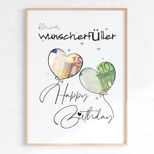 Wunscherfüller-Geburtstagsgeldgeschenk | DIY-Bilderrahmenbastelvorlage - Originelle Druckgeschenkidee | PDF DIN A4 A5 A3 Bild 1