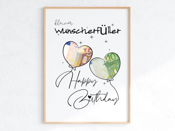 Wunscherfüller Geldgeschenk Geburtstag | Geldgeschenk Vorlage zum Ausdrucken | DIY Geschenkidee | Last Minute Geschenk | PDF DIN A4 A5 A3