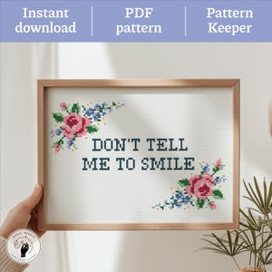 Floral Cross Stitch Pattern: Funny Quote Embroidery (PDF Download, Beginner Friendly)