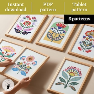 Nordic Floral Cross Stitch Patterns: Scandinavian Embroidery Designs (PDF Download)