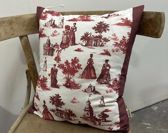 Funda de almohada Paris Toile de Jouy – Cojín rústico francés – Algodón 43 x 43 cm – Cierre tipo sobre