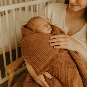 Personalized Baby Blanket, 4 Layers Muslin Swaddle, %100 Cotton Custom Muslin, Soft Muslin Newborn Blanket, Baby Shower Gift For Boy/Girl