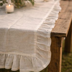 Handmade Ruffled Cotton Table Runner: Rustic Boho Dining Decor image 5