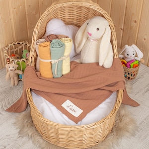 Personalized Organic Muslin Squares Set, Pack Of 6 pcs, %100 Cotton Baby Burp Cloths, 75x75 cm, Baby Shower Gift