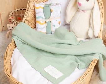Set di 3 coperte in mussola per neonati: panni in cotone per neonati, opzione personalizzata
