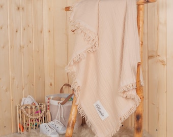 Musselin Baby Decke: Swaddle 100% Baumwolle mit Fransen