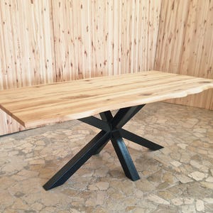 Handgjort matbord i massiv ek – Modernt rustikt, för inomhus-/utomhusbruk, 200 cm