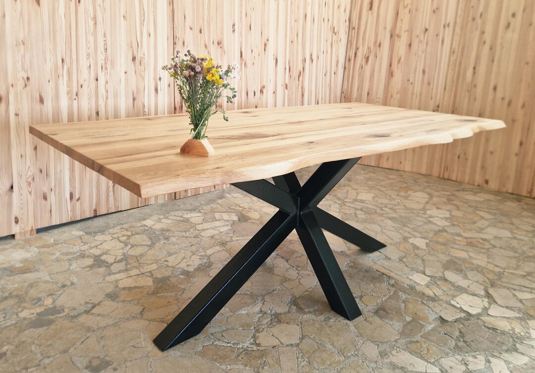 Handcrafted Solid Oak Dining Table – Modern Rustic, Indoor/outdoor, 200 ...