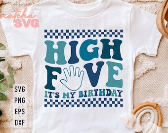 High Five 5. Geburtstag Junge SVG, Kleinkind Shirt Design (digitaler Download)