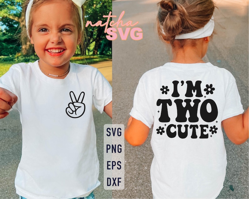 Två söta födelsedags-SVG, Groovy småbarnsflicka 2-årsdag (digital nedladdning) bild 3