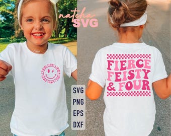Fierce Feisty Four SVG: 4e verjaardag shirtontwerp (digitale download)