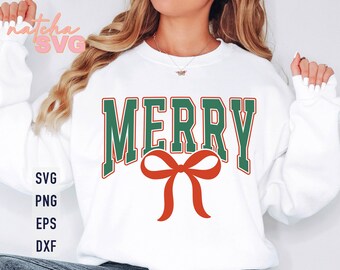 Coquette Christmas Bow SVG, Merry Christmas Shirt Design (Digital Download)