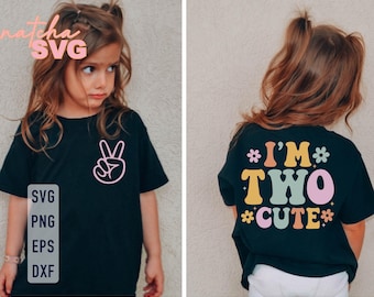 Two Cute Birthday SVG, Groovy Toddler Girl 2nd Birthday (Digital Download)