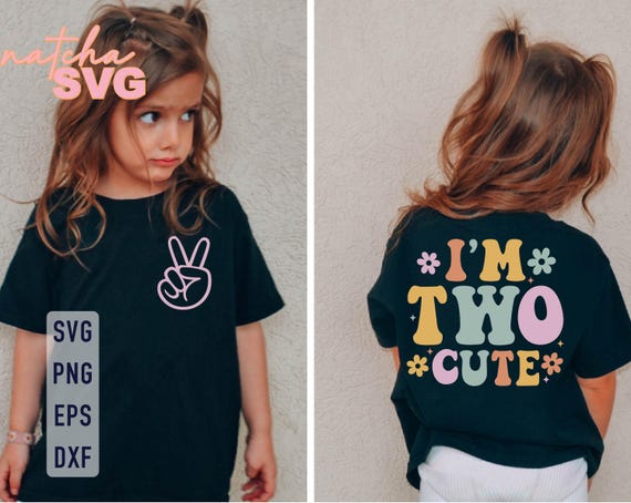Two Cute Birthday SVG, Groovy Toddler Girl 2nd Birthday (Digital Download)