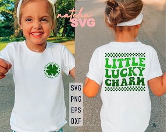 Retro Clover SVG: Little Lucky Charm, St Patricks Day Shirt (Digital Download)