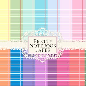 Pretty Notebook Paper Pack - 70 Digital Papers - 18 Colored and 17 Off-White Designs - 12x12 and Letter Size - High-Resolution JPGs