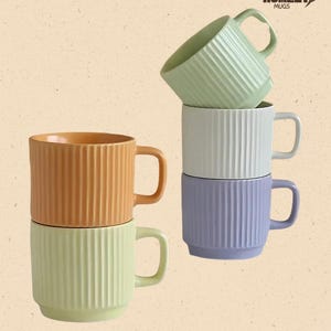 Minimalist Striped Ceramic Mug – Solid Color Coffee & Tea Cup, Office, Juice, Milk, and Breakfast Drinkware for Everyday Use