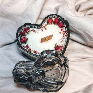Duftkerze Valentinstag Geschenk Aromakerze, Herz, Herzkerze, Geschenk für Sie, Valentinstag, romantisches Geschenk, Rose, Kerze, Romantik