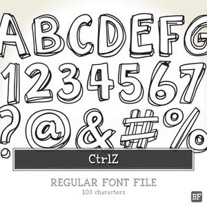 CTRLZ-typsnitt | Knäppt, konstigt 3D-seriealfabet för zines, punkposters, udda merchandise, Procreate Doodle Crafts | TTF- och OTF-filer