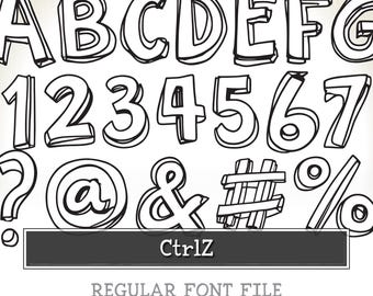 CTRLZ Font | Wonky Faux-3D Comic Alphabet for Zines, Punk Posters, Quirky Merch, Procreate Doodle Crafts | TTF and OTF Files