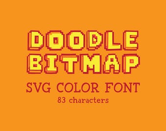 Retro Pixel 8-Bit Font * DOODLE BITMAP * otf + ttf – Gaming Logos, Party Invitations, Posters, DIY Crafts & Procreate