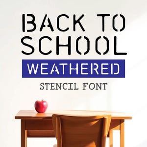 Fuente de esténcil para la vuelta al cole: letras vintage, retro y desgastadas para manualidades, carteles y camisetas. Tipografía de esténcil hecha a mano (OTF)