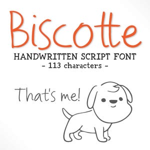 Script de caligrafia BISCOTTE para adesivos de anotações de diário, cartão de aniversário, Procreate, Canva, letras DIY, design de pôster fofo, arquivo OTF