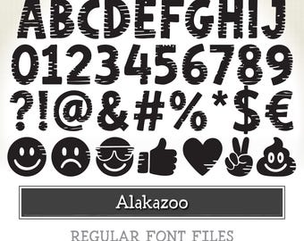 ALAKAZOO – Playful Textured Display Font & Emoji Set – OTF + TTF – Safari Adventure Alphabet for Kids, Crafts and Parties
