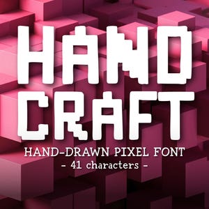 HANDCRAFT OTF Block Handgezeichnete Schrift Abgerundete Pixel Buchstaben Verspielte Display Schrift für Canva Cricut Spiel Schrift für Procreate Sofort Download