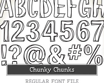 CHUNKY CHUNKS Font – Chunky Hand-Drawn Display – otf + ttf Files – Playful Thick Letters for Posters, Party Invitations & DIY Projects