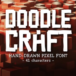 DOODLECRAFT Block Schriftart Doodle Pixel Schriftart Raue handgeschriebene Buchstaben Naive Display Schriftart für Cricut Canva Procreate Spiel Schriftart Digitale Verwendung