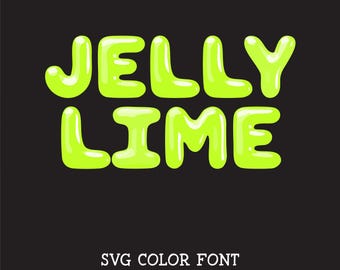JELLY LIME Font – Glossy Bubble Jelly Letters SVG – Playful Inflated Alphabet for Party Invitations, Kids Crafts, Scrapbooking & Procreate