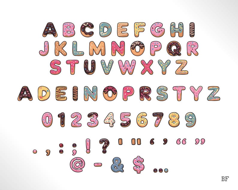 DONUTS DIZZY - Candy Font Colorful Script Party Letters Frosted ...