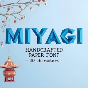 MIYAGI Origami Alphabet Realistische Papierschriftart für Procreate Canva Papercraft Buchstaben Gefaltetes Schriftbild Bildschriftart Sofortiger digitaler Download OTF