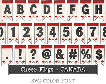 CHEER FLAGS CANADA – Patriotic Bunting Font – otf – Handmade Canadian Flag Letters for Canada Day, July 1st & National Celebrations