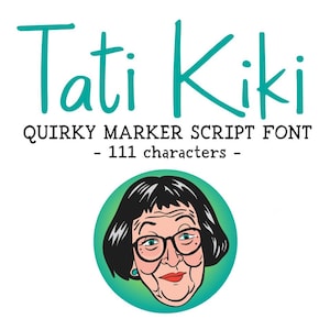 Fonte TATI KIKI OTF Script de escrita à mão para Procreate Cricut Canva Marker Font Monoline para design de logotipo Branding Digital Download