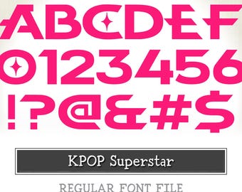 KPOP SUPERSTAR Font – Korean Display Typeface otf + ttf – Y2K Logo Font for Cricut, Procreate, Posters & Stickers