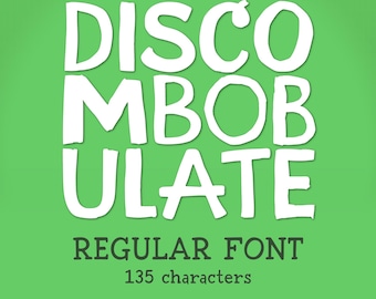 DISCOMBOBULATE – Hand-Painted Kids Font – otf + ttf – Whimsical Alphabet for Children’s Books, Party Invites, Scrapbook, Crafts & Procreate