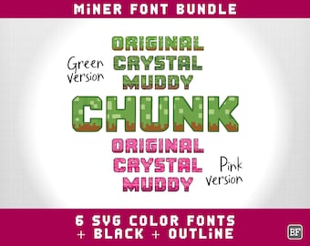 CHUNK 6 Font Bundle – Blocky Pixel Fonts, Retro Gaming Bitmap Typeface, 8-Bit Style OTF for Crafts & DIY
