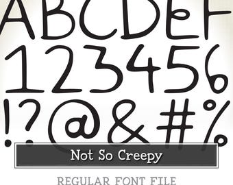 NOT SO CREEPY Font – Messy Handwritten Display – otf + ttf – Quirky Alphabet for Halloween, Scrapbooking, Diaries, Crafts & Invitations