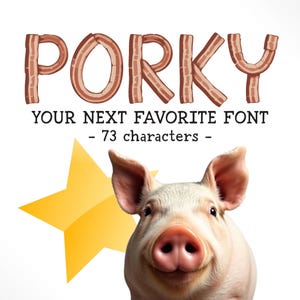 PORKY bacon police police alimentaire typographie Procreate polices toile polices drôle téléchargement viande polices pour concepteurs numérique alphabet petit déjeuner polices OTF