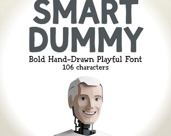 SMART DUMMY Hand Drawn Font – Bold Playful Display Typeface – otf + ttf for Logos, Posters, DIY Crafts, Invitations, Scrapbook & Procreate