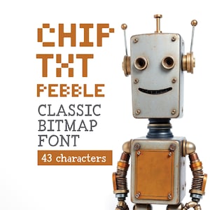 CHIP TXT PEBBLE - 8-Bit Bitmap Font, Simple Digital Typeface, Pixelated Font Download