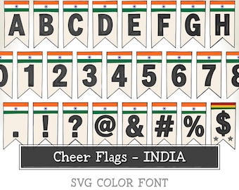 CHEER FLAGS INDIA – Tricolor Bunting Font otf + ttf – Handmade Indian Flag Letters for Independence Day, Republic Day & Patriotic Decor