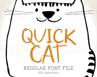 QUICK CAT Font – Playful Brush Script – Handwritten otf ttf Alphabet for DIY Crafts, Kids Projects, Birthday Invitations & Scrapbooking