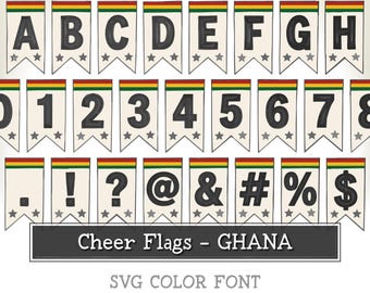 CHEER FLAGS GHANA – Black Star Bunting Font otf + ttf – Handmade Ghana Flag Letters for Independence Day, March 6 & Pan-African Pride