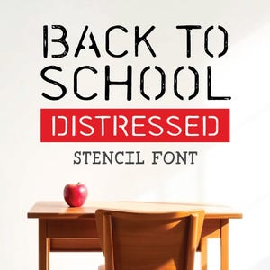 Terug naar school stencillettertype – vintage, retro, distressed belettering voor knutselen, posters en T-shirts – handgemaakt stencillettertype (OTF)