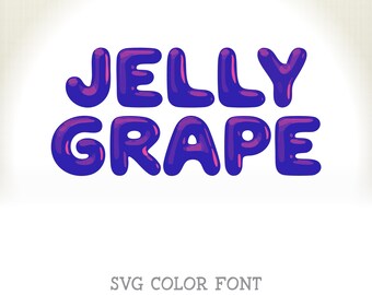 JELLY GRAPE Font – Glossy Grape Bubble Jelly Letters – Playful Inflated Alphabet for Party Invitations, Kids Crafts & Scrapbooking